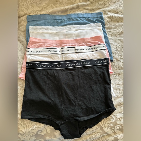 Victoria's Secret High-Waist Boy Short 5 Panty Bundle & Boy Short Pointelle - Picture 1 of 9